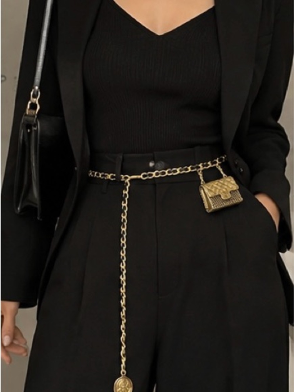 Luxury Gold Chain Waist Belt Mini Bag Charm